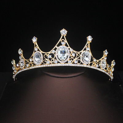 Barokk Rózsaszín Kristály Esküvői Koronakirálynő Hercegnő Menyasszonyi Tiaras Fejpánt Party Fejdísz Diadem Haj Ékszer Kiegészítők Ajándékok