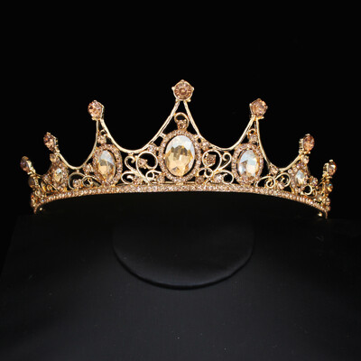 Barokk Rózsaszín Kristály Esküvői Koronakirálynő Hercegnő Menyasszonyi Tiaras Fejpánt Party Fejdísz Diadem Haj Ékszer Kiegészítők Ajándékok