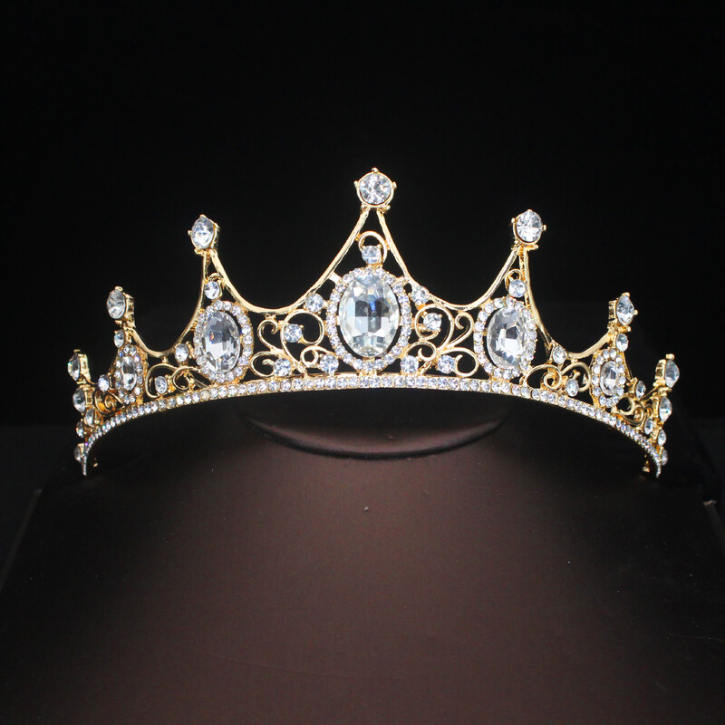 Barokk Rózsaszín Kristály Esküvői Koronakirálynő Hercegnő Menyasszonyi Tiaras Fejpánt Party Fejdísz Diadem Haj Ékszer Kiegészítők Ajándékok