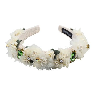 Bentita de păr pentru petrecere de miercuri pentru femei, de lux, lucrată manual, cu piatră de cristal, cu flori de perle, accesorii pentru păr la modă