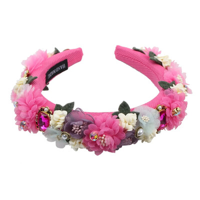 Bentita de păr pentru petrecere de miercuri pentru femei, de lux, lucrată manual, cu piatră de cristal, cu flori de perle, accesorii pentru păr la modă