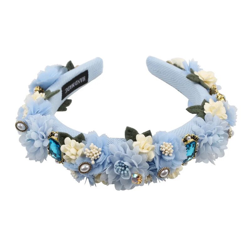 Bentita de păr pentru petrecere de miercuri pentru femei, de lux, lucrată manual, cu piatră de cristal, cu flori de perle, accesorii pentru păr la modă