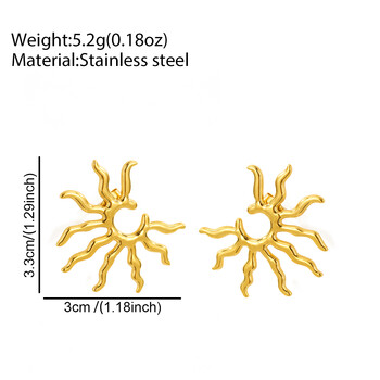Обеци от неръждаема стомана Красиви уникални и индивидуални дизайни Блестящо слънце Изваяни обеци за жени Бижута Ежедневно облекло