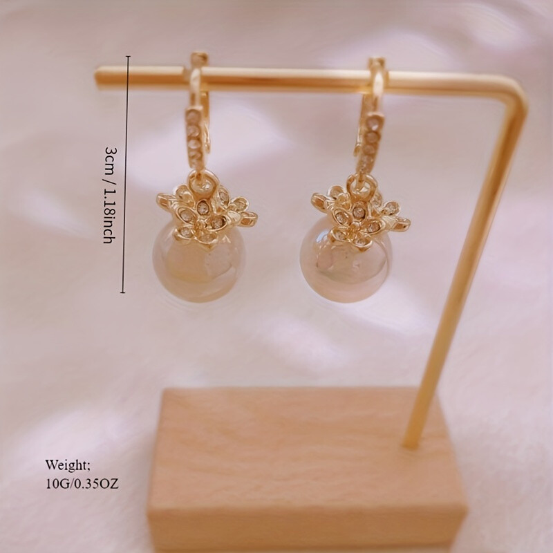 Cercei eleganti cu zircon și perle artificiale – cadou de lux cu flori de aur pentru ocazii speciale, cadouri pentru petreceri aniversare, bijuterii