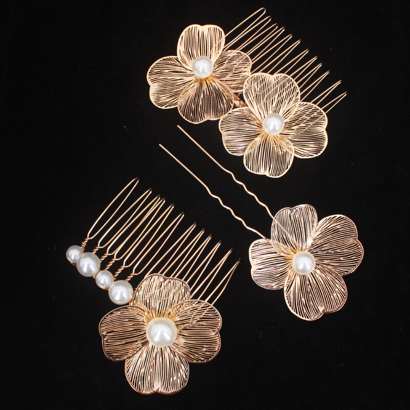 2 DB menyasszonyi fejdísz Kézzel készített virág gyöngy hajfésűtűk Esküvői formázás Ékszer Divatbetét Fésű Haj Kiegészítők Ajándékok