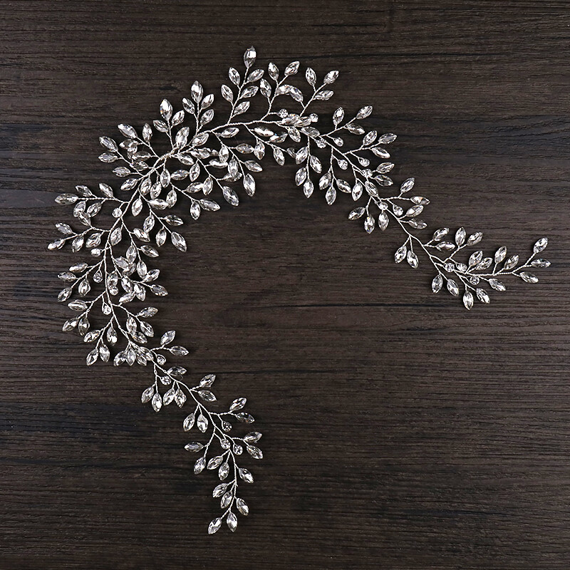 AiliBride Bandă de cristal cu strasuri pentru păr de nuntă Bandă pentru cap de mireasă Bijuterii pentru păr de mireasă Accesorii pentru păr de nuntă