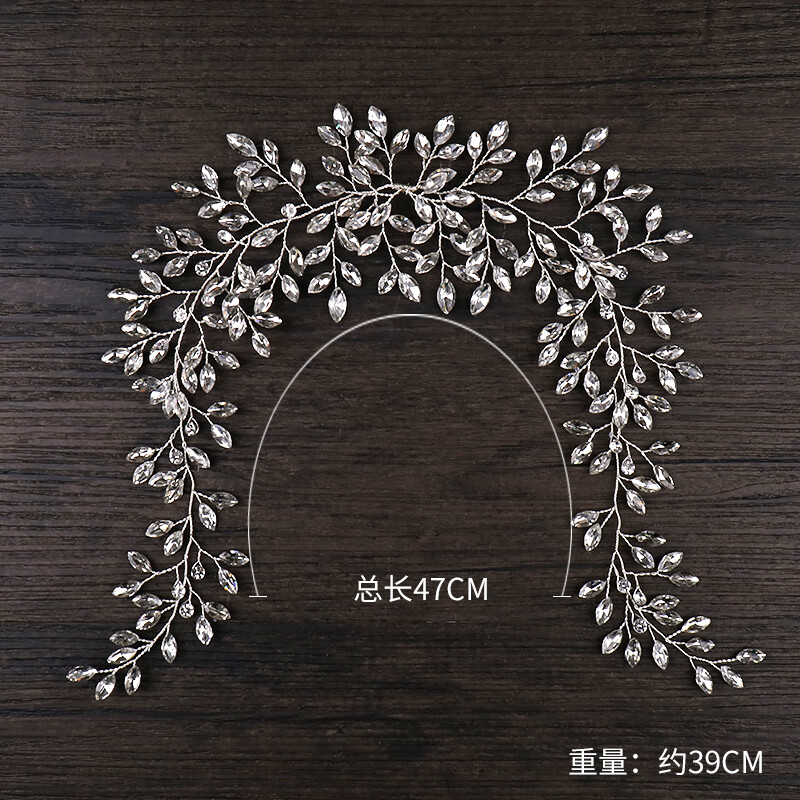 AiliBride Bandă de cristal cu strasuri pentru păr de nuntă Bandă pentru cap de mireasă Bijuterii pentru păr de mireasă Accesorii pentru păr de nuntă