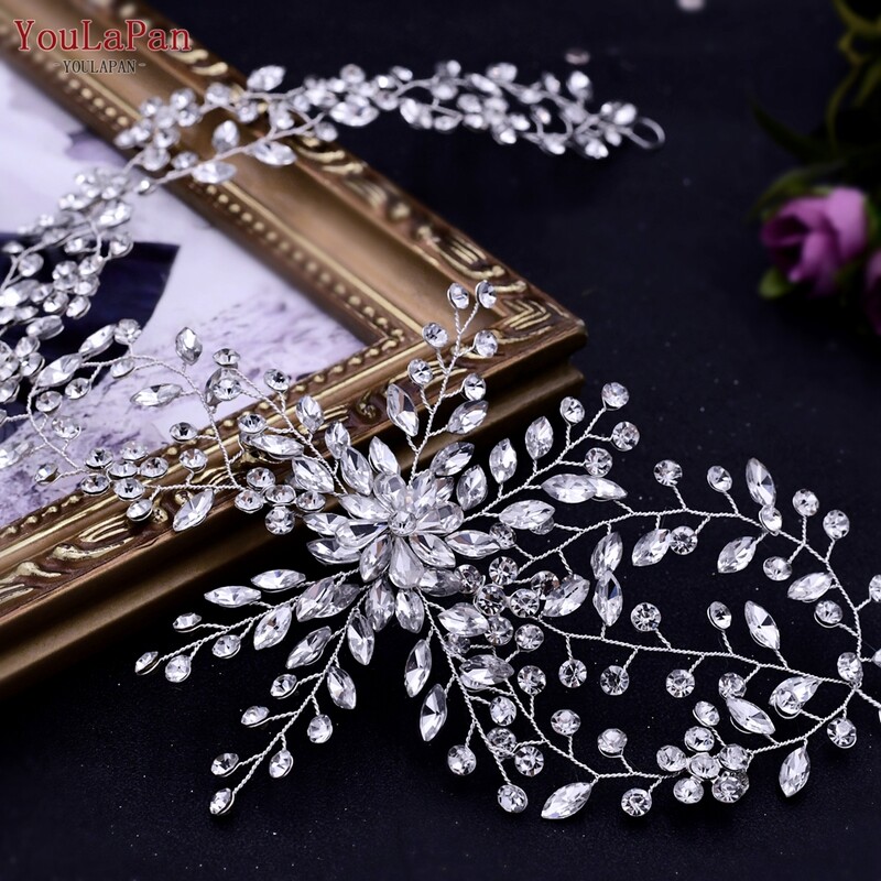 YouLaPan HP242 Elegantiškas Kalnų krištolinis galvos apdangalas nuotakų galvos apdangalai Krištoliniai plaukų juostos galvos apdangalai Vestuviniai papuošalai Vestuvių plaukų aksesuarai