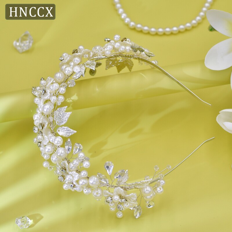 HNCCX Accesorii pentru păr cu frunze din aliaj de culoare argintie pentru fete elegante, mireasă, nuntă, accesorii pentru păr, cadou, cadou CP603