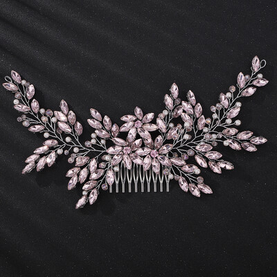 Moterų nuotakos didelių krištolinių vestuvinių plaukų šukos su šampanu nuotakos šoninės šukos, pilnos Kalnų krištolinio akmens plaukų aksesuaras moterims ir mergaitėms