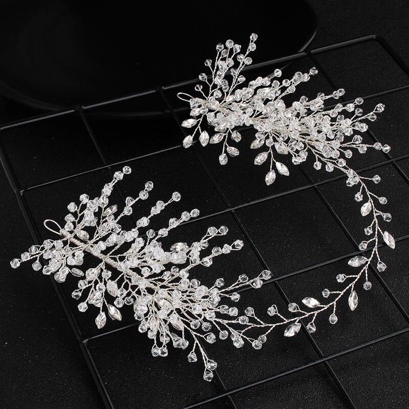 Bandă de cristal de culoare argintie Tiara pentru femei Mireasa Regina Strass Nunta Accesorii pentru păr de mireasa Bijuterii Bandă Bandă Tiara