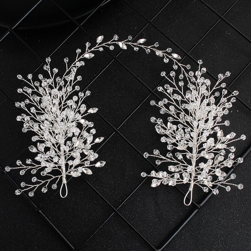 Bandă de cristal de culoare argintie Tiara pentru femei Mireasa Regina Strass Nunta Accesorii pentru păr de mireasa Bijuterii Bandă Bandă Tiara