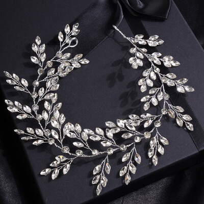 Νυφικό στρας Μαλλιά Αμπέλι Γαμήλια Τιάρα Ασημένια Νυφικά Αξεσουάρ Μαλλιά Αξεσουάρ Κεφαλιού Κόσμημα Κεφαλιού Γυναικεία Κόμμα κεφαλής