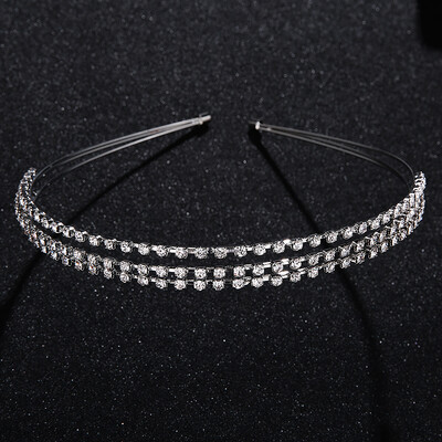 Tiara de mireasa cu stras de moda Piese pentru cap de culoare argintie cristal de nunta Accesorii pentru par pentru femei petrecere de aniversare Coroane cu strass