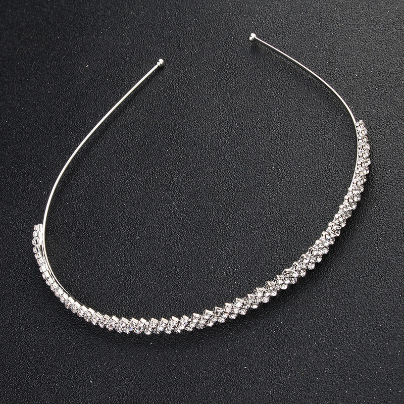 Tiara de mireasa cu stras de moda Piese pentru cap de culoare argintie cristal de nunta Accesorii pentru par pentru femei petrecere de aniversare Coroane cu strass