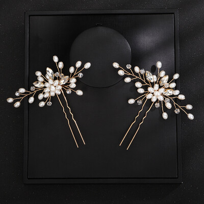 Vestuviniai plaukų segtukai Sidabrinis Kalnų krištolas Moterų galvos apdangalas Perlai Vestuviniai Plaukų Priedai Papuošalai Rankų darbo vakarėlio galvos apdangalo papuošalas