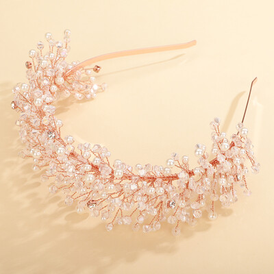 Πολυτελή μαργαριτάρια κρύσταλλο νυφικό στέμμα κεφαλές Χειροποίητα πάρτι γάμου αξεσουάρ μαλλιών Vintage γυναικείες τιάρες με στρας