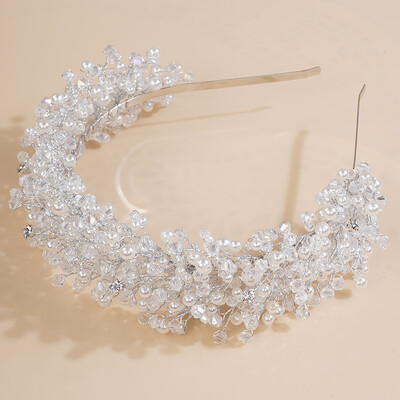 Πολυτελή μαργαριτάρια κρύσταλλο νυφικό στέμμα κεφαλές Χειροποίητα πάρτι γάμου αξεσουάρ μαλλιών Vintage γυναικείες τιάρες με στρας