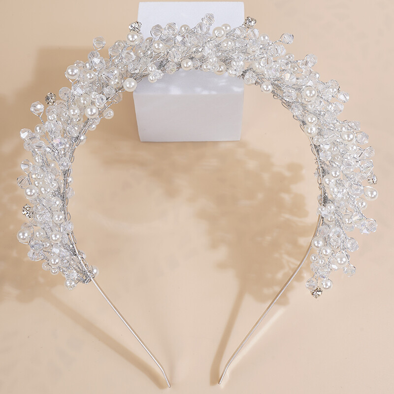 Πολυτελή μαργαριτάρια κρύσταλλο νυφικό στέμμα κεφαλές Χειροποίητα πάρτι γάμου αξεσουάρ μαλλιών Vintage γυναικείες τιάρες με στρας