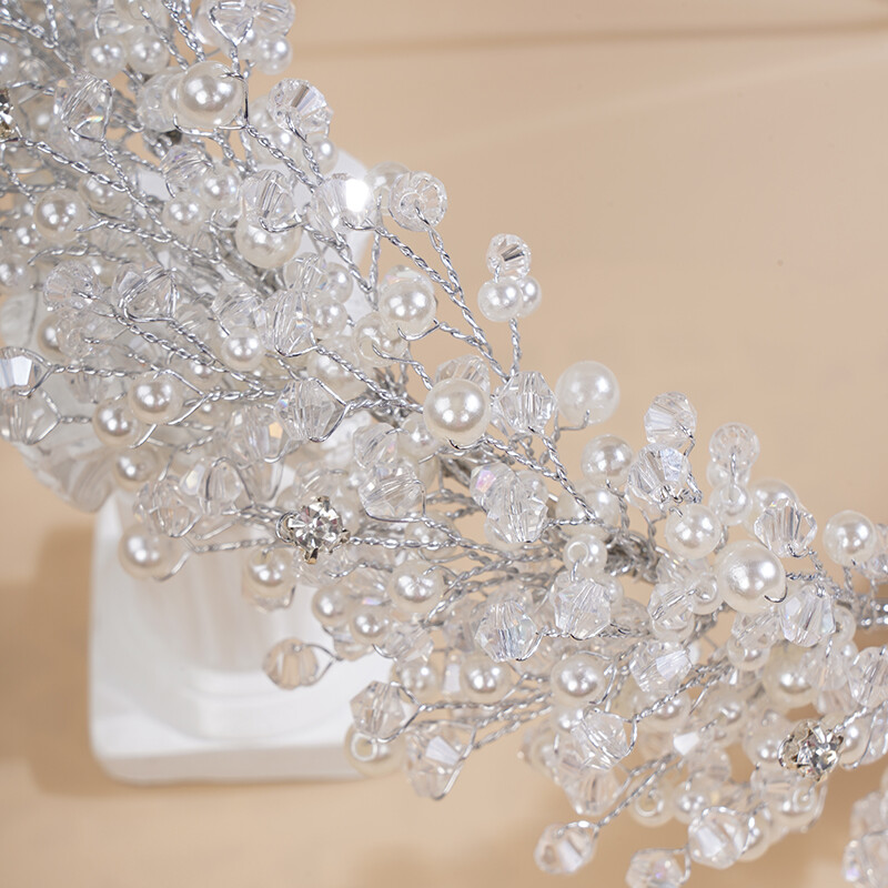 Πολυτελή μαργαριτάρια κρύσταλλο νυφικό στέμμα κεφαλές Χειροποίητα πάρτι γάμου αξεσουάρ μαλλιών Vintage γυναικείες τιάρες με στρας