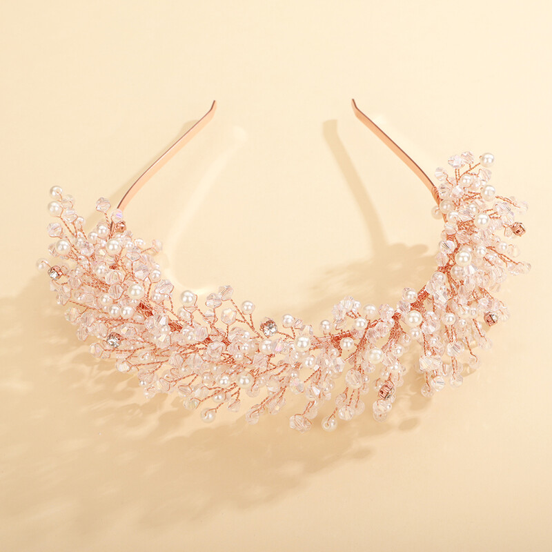 Πολυτελή μαργαριτάρια κρύσταλλο νυφικό στέμμα κεφαλές Χειροποίητα πάρτι γάμου αξεσουάρ μαλλιών Vintage γυναικείες τιάρες με στρας