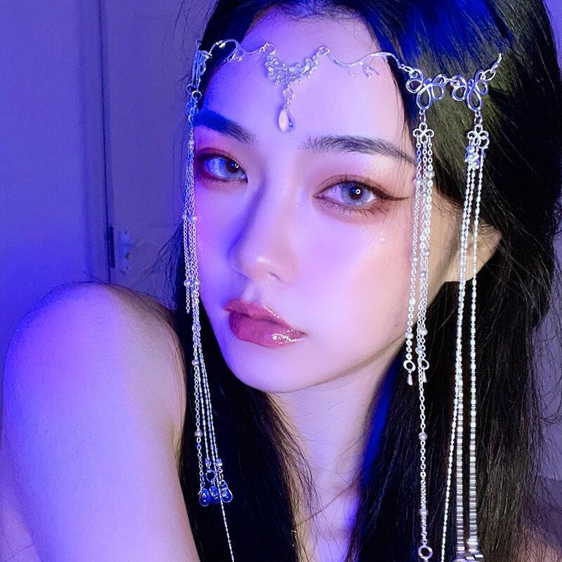 Ručne vyrobená sladká svadobná čelenka krištáľová retiazka na hlavu tiara vlasové šperky pre ženy kamienkové čelenka na čelo doplnky