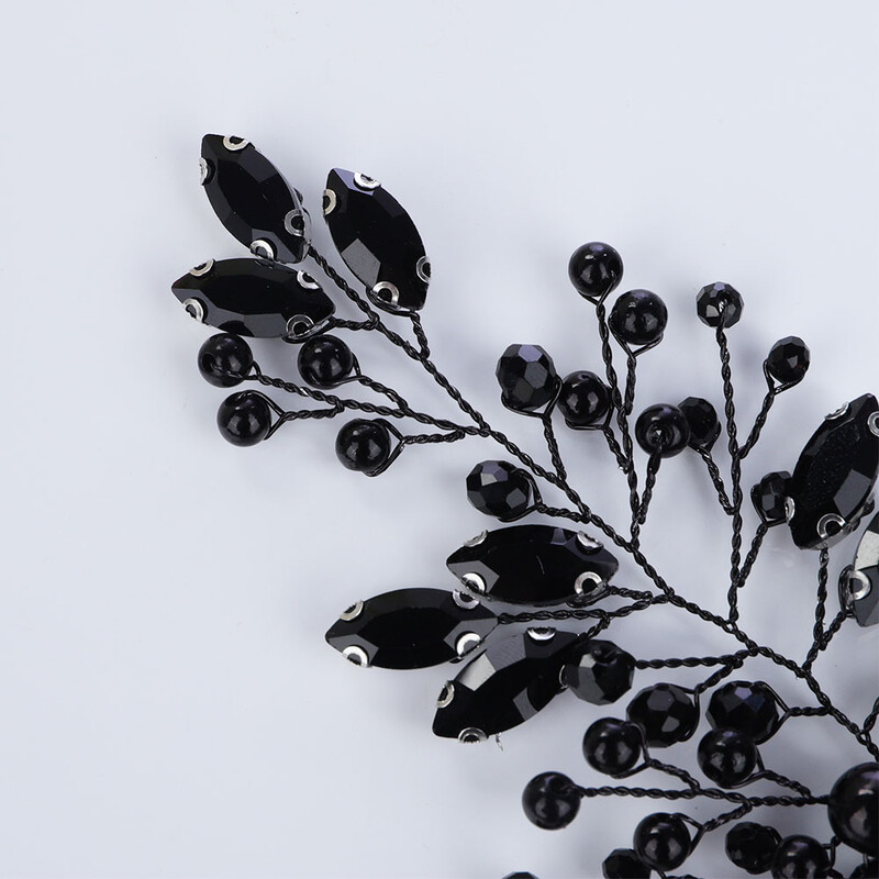 Perle Strasuri Accesorii pentru păr de nuntă Bandă de mireasă de petrecere neagră pentru femei La modă Piesă pentru cap de mireasă Ornament lucrat manual Tiare