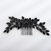 Piepteni de nuntă cu strasuri negre pentru femei Accesorii de păr la modă, lucrați manual, piepteni pentru cap de mireasă, ornamente pentru mireasa de petrecere, tiara