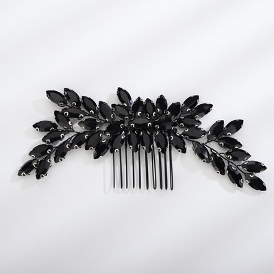Piepteni de nuntă cu strasuri negre pentru femei Accesorii de păr la modă, lucrați manual, piepteni pentru cap de mireasă, ornamente pentru mireasa de petrecere, tiara