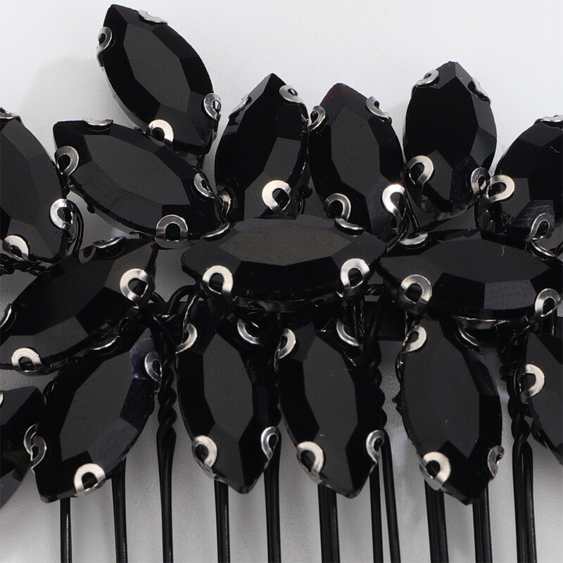Piepteni de nuntă cu strasuri negre pentru femei Accesorii de păr la modă, lucrați manual, piepteni pentru cap de mireasă, ornamente pentru mireasa de petrecere, tiara