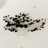 Απλές μαύρες κρύσταλλες γυναικείες χτένες Νυφικά αξεσουάρ μαλλιών Νυφικά μαλλιά κοσμήματα Νυφική κεφαλή Στολίδι για τα μαλλιά