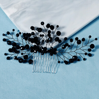 Απλές μαύρες κρύσταλλες γυναικείες χτένες Νυφικά αξεσουάρ μαλλιών Νυφικά μαλλιά κοσμήματα Νυφική κεφαλή Στολίδι για τα μαλλιά