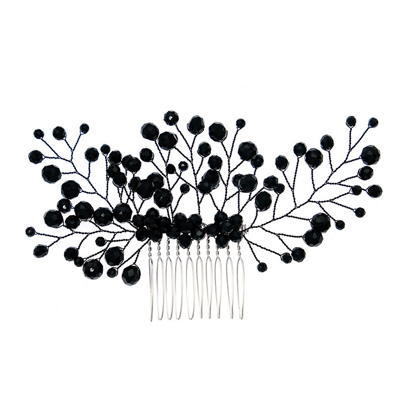Απλές μαύρες κρύσταλλες γυναικείες χτένες Νυφικά αξεσουάρ μαλλιών Νυφικά μαλλιά κοσμήματα Νυφική κεφαλή Στολίδι για τα μαλλιά