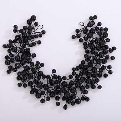 Juodi vestuviniai plaukų aksesuarai Suknelės ypatingiems renginiams Vestuviniai galvos papuošalai Madingi gėlių galvos apdangalai Vine Pearl galvos juosta