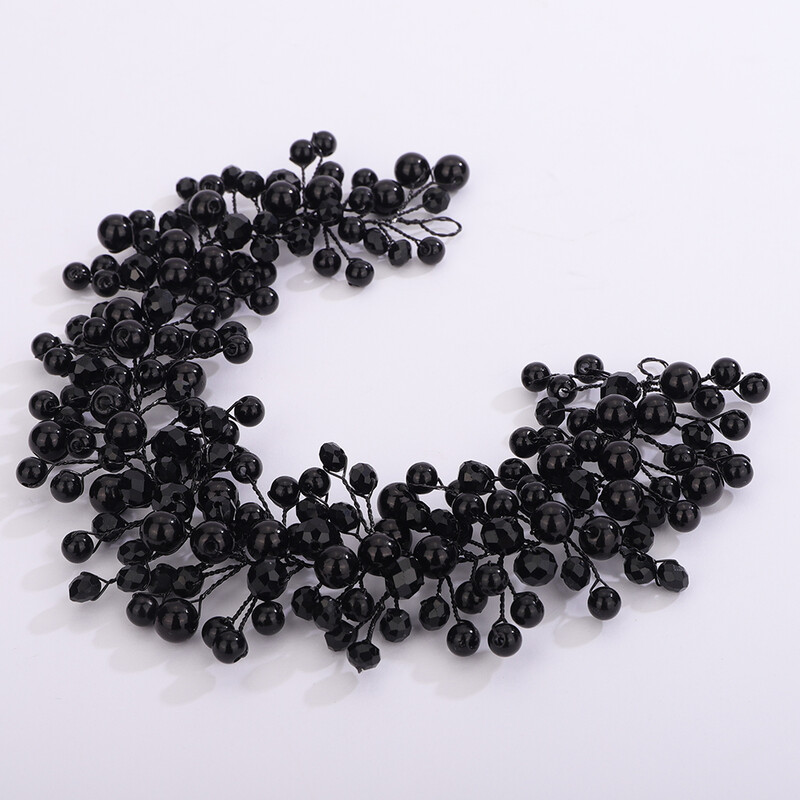 Juodi vestuviniai plaukų aksesuarai Suknelės ypatingiems renginiams Vestuviniai galvos papuošalai Madingi gėlių galvos apdangalai Vine Pearl galvos juosta