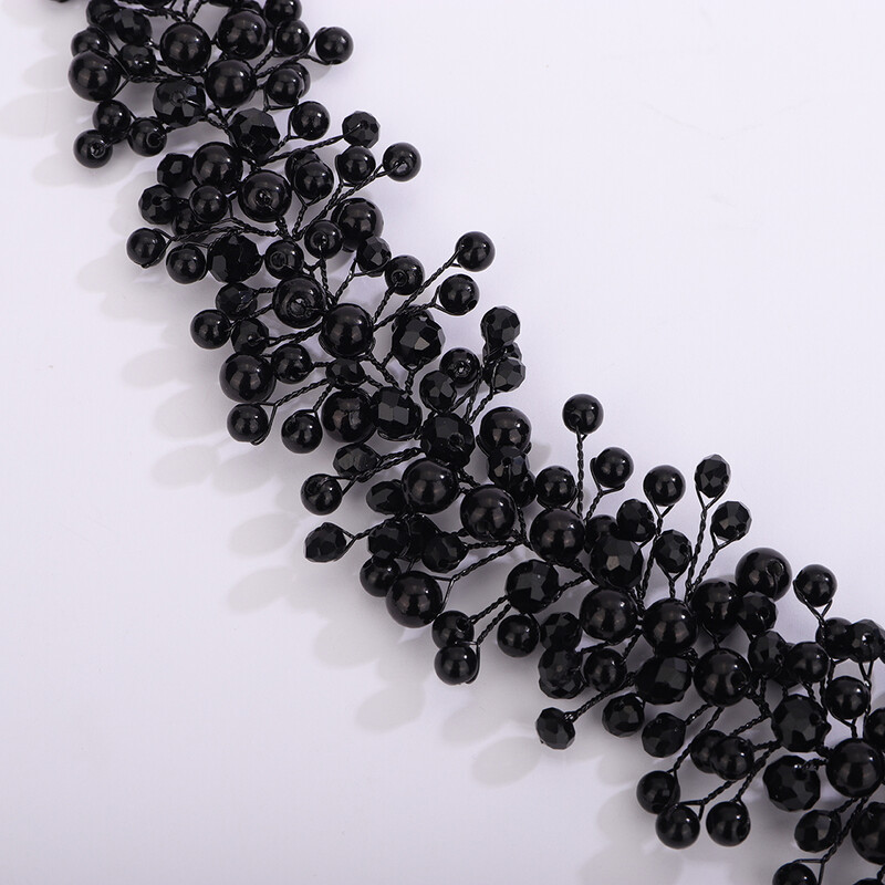 Juodi vestuviniai plaukų aksesuarai Suknelės ypatingiems renginiams Vestuviniai galvos papuošalai Madingi gėlių galvos apdangalai Vine Pearl galvos juosta