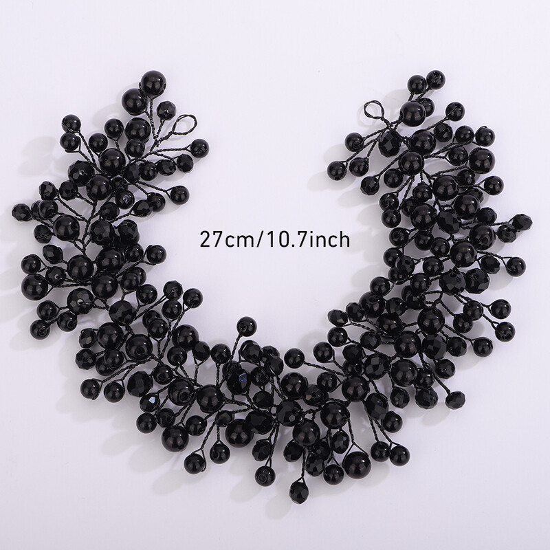 Juodi vestuviniai plaukų aksesuarai Suknelės ypatingiems renginiams Vestuviniai galvos papuošalai Madingi gėlių galvos apdangalai Vine Pearl galvos juosta