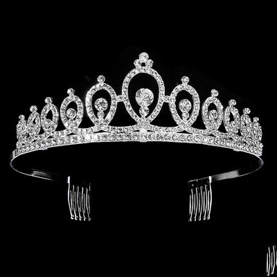 Tiara de cristal Bijuterii de mireasa Rafinat petrecere de mireasa Coroana de mireasa cu strass Bijuterii de par noi pentru femei Accesorii pentru par