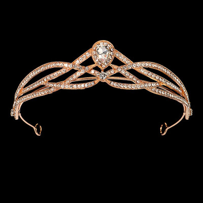 Tiara de cristal Bijuterii de mireasa Rafinat petrecere de mireasa Coroana de mireasa cu strass Bijuterii de par noi pentru femei Accesorii pentru par