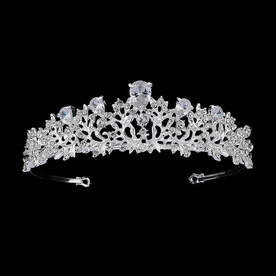 Tiara de cristal Bijuterii de mireasa Rafinat petrecere de mireasa Coroana de mireasa cu strass Bijuterii de par noi pentru femei Accesorii pentru par