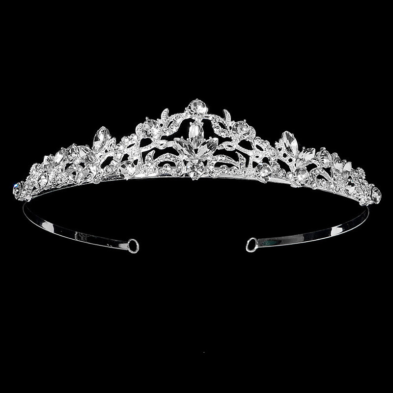 Tiara de cristal Bijuterii de mireasa Rafinat petrecere de mireasa Coroana de mireasa cu strass Bijuterii de par noi pentru femei Accesorii pentru par