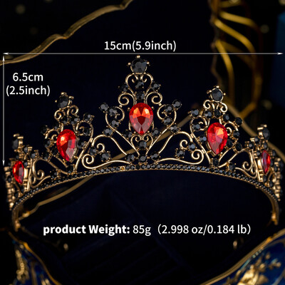 Κόκκινο πολυτελές νυφικό στέμμα γάμου Χειροποίητο στρας Κομψή Tiara Halloween Κόκκινη συλλογή Hairbands Headpieces Αξεσουάρ