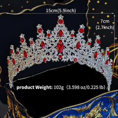Κόκκινο πολυτελές νυφικό στέμμα γάμου Χειροποίητο στρας Κομψή Tiara Halloween Κόκκινη συλλογή Hairbands Headpieces Αξεσουάρ