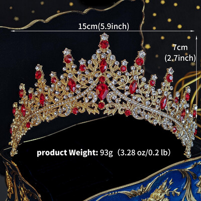 Κόκκινο πολυτελές νυφικό στέμμα γάμου Χειροποίητο στρας Κομψή Tiara Halloween Κόκκινη συλλογή Hairbands Headpieces Αξεσουάρ
