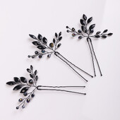 Femei Agrafe Cristal Negru Simplu Petrecere Fete Ornamente De Par Tiara Pentru Nunta Accesorii De Par pentru Coafura Mireasa