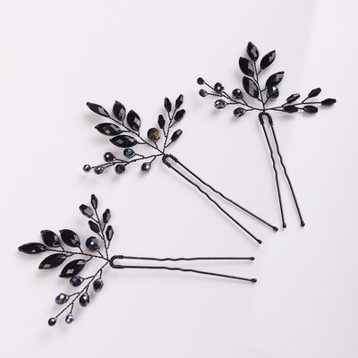 Femei Agrafe Cristal Negru Simplu Petrecere Fete Ornamente De Par Tiara Pentru Nunta Accesorii De Par pentru Coafura Mireasa