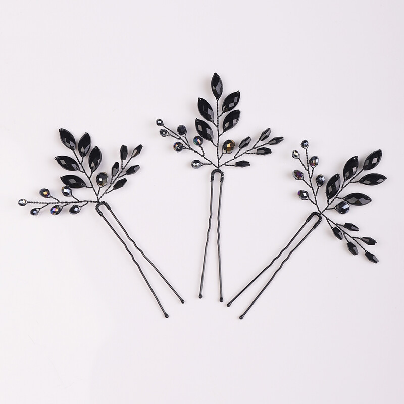 Femei Agrafe Cristal Negru Simplu Petrecere Fete Ornamente De Par Tiara Pentru Nunta Accesorii De Par pentru Coafura Mireasa