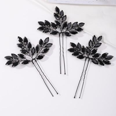 Menyasszonyi fekete strasszos hajtűk Esküvői fekete gyöngyök hajékszerek hajcsavarok báli parti halloween hajkiegészítők női lányoknak