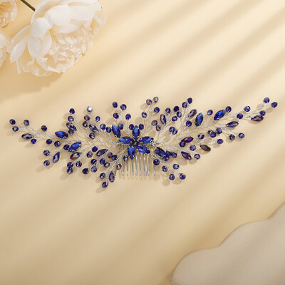 Piepteni de păr de mireasă cu strasuri la modă, argintiu, accesorii pentru cap de nuntă, bentită pentru petrecere, verde, albastru, caciulă, diademe de aur