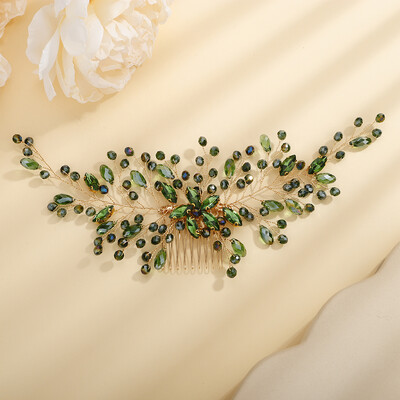 Piepteni de păr de mireasă cu strasuri la modă, argintiu, accesorii pentru cap de nuntă, bentită pentru petrecere, verde, albastru, caciulă, diademe de aur